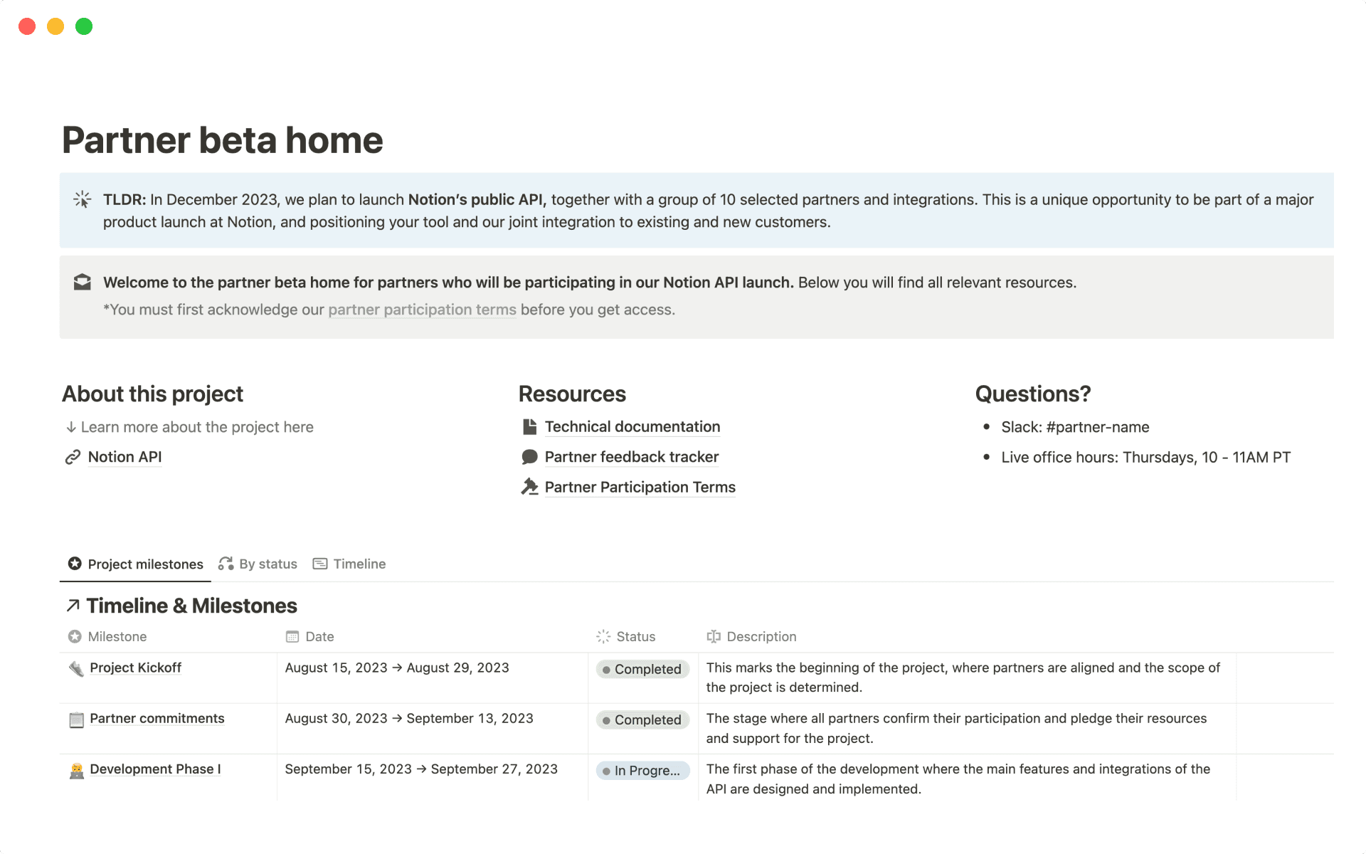 Partnerships beta template