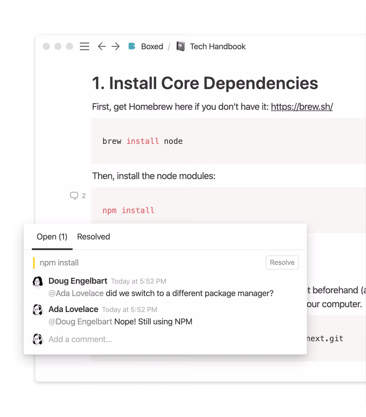 Comment anywhere to keep docs up-to-date.
