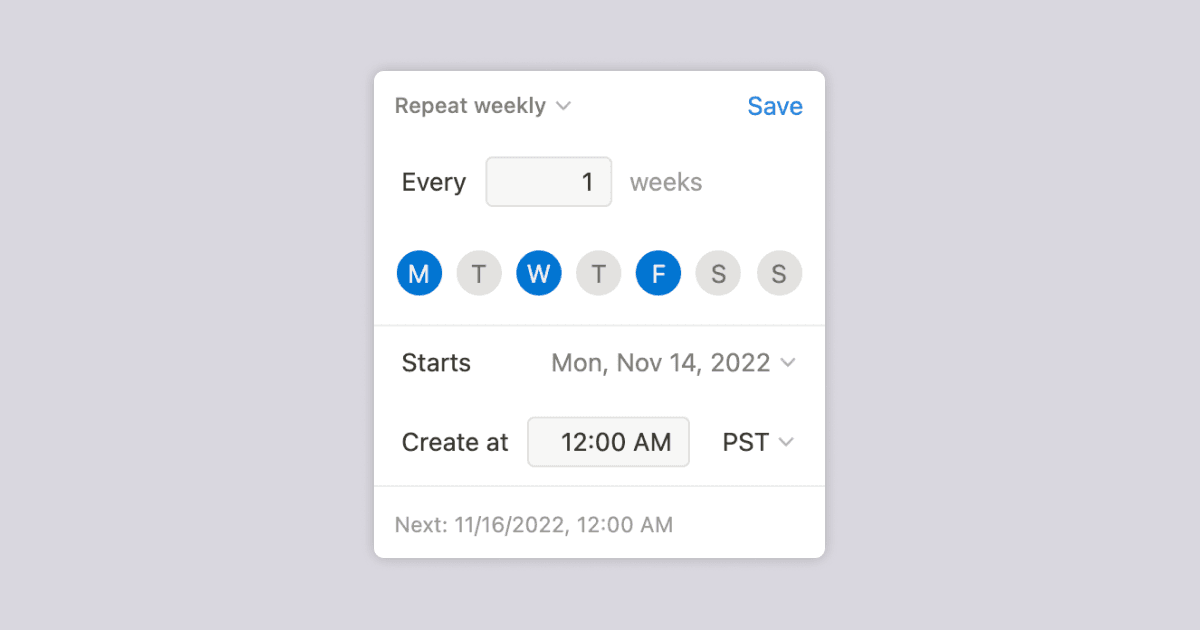 Recurring tasks, meeting notes, and updates