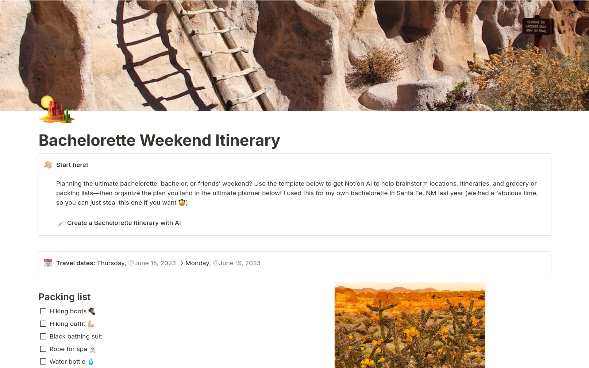 Screenshot of Big Day, Big Plans: Wedding Templates collection by Notion